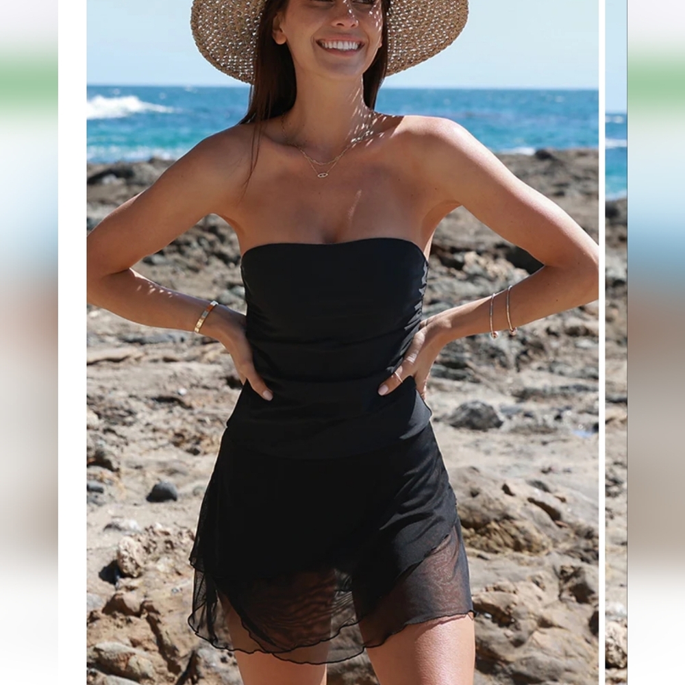 Beachsissi Elegant Black One-Piece Swimsuit/Swimdress